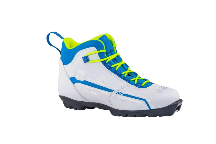 أحذية تزلج TREK Quest5 البيضاء (شعار أزرق) الحجم S