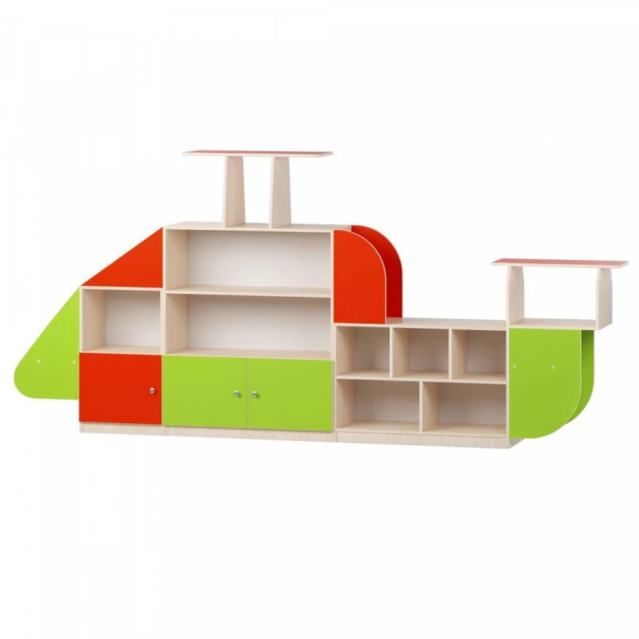 Helicopter-Themed Shelving Unit for Kids
