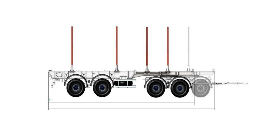 V-Trailer 306 4-Axle Expandable Trailer with Spring-Balanced Suspension