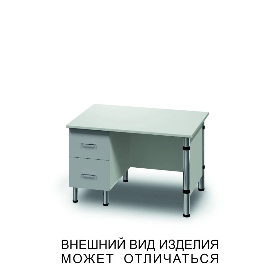 Single Pedestal Desk with Two Drawers and Screen