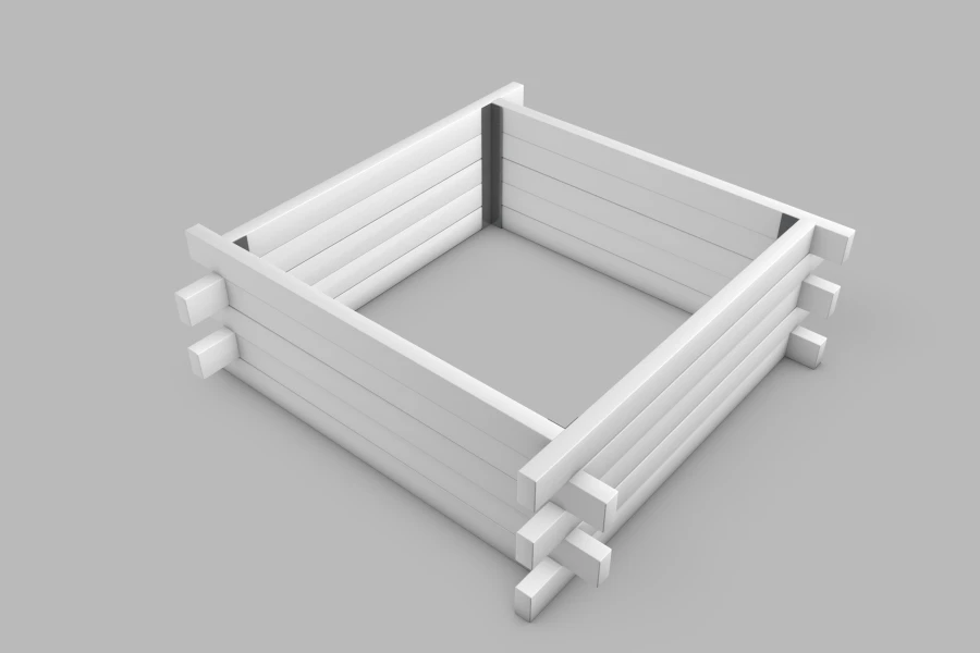 Square Planter with Cross Vertical Lamellae - Polymer Sand Composite