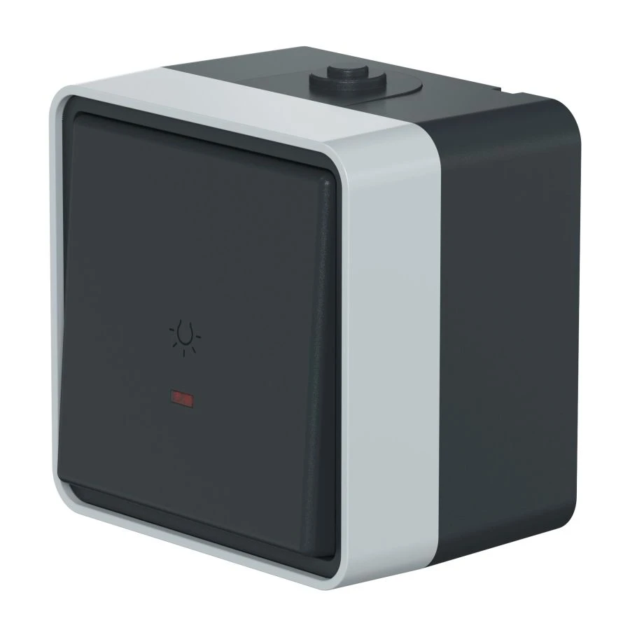 CADUCEUS ALING Protecta Single Pole Light Switch with Indicator 10A, 250V, IP55, Anthracite Grey, Art. 22515.A1