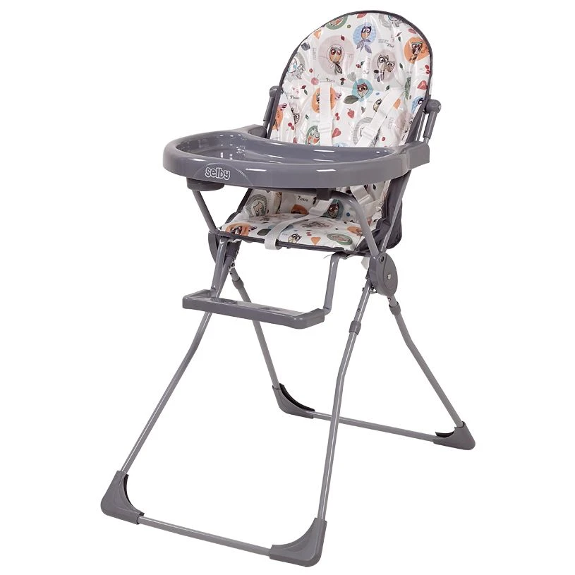 Selby 152 "Owls" Gray High Chair for Feeding