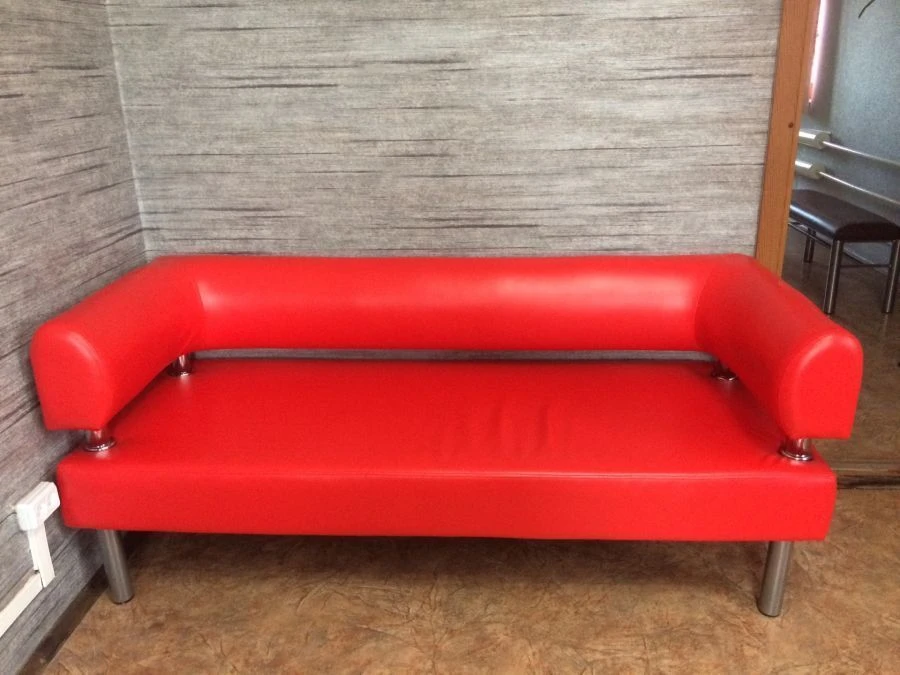 Office Sofa with Wooden Frame and Artificial Leather Upholstery