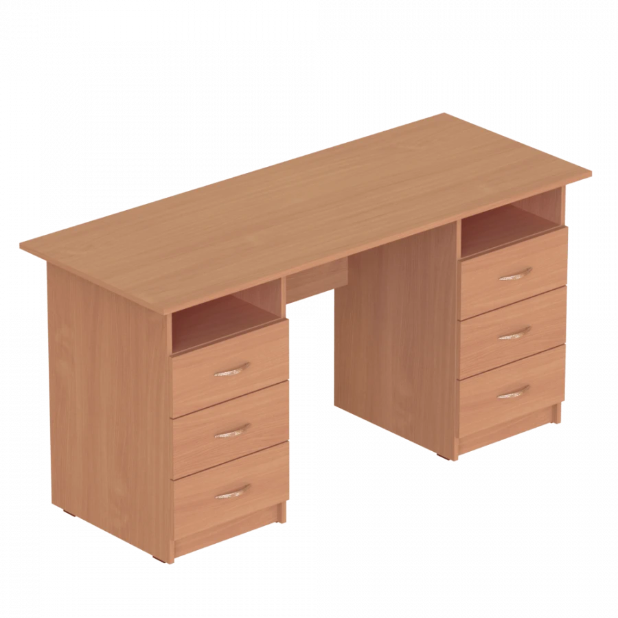 Rectangular Writing Desk with Two Pedestals and Drawers