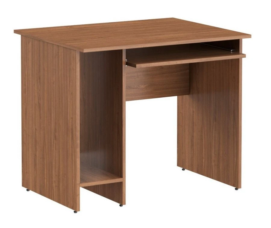 مكتب كمبيوتر مع رف لوحة المفاتيح وفتحة