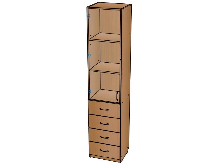 Document Storage Cabinet with Glass and Drawers Model №9/S09