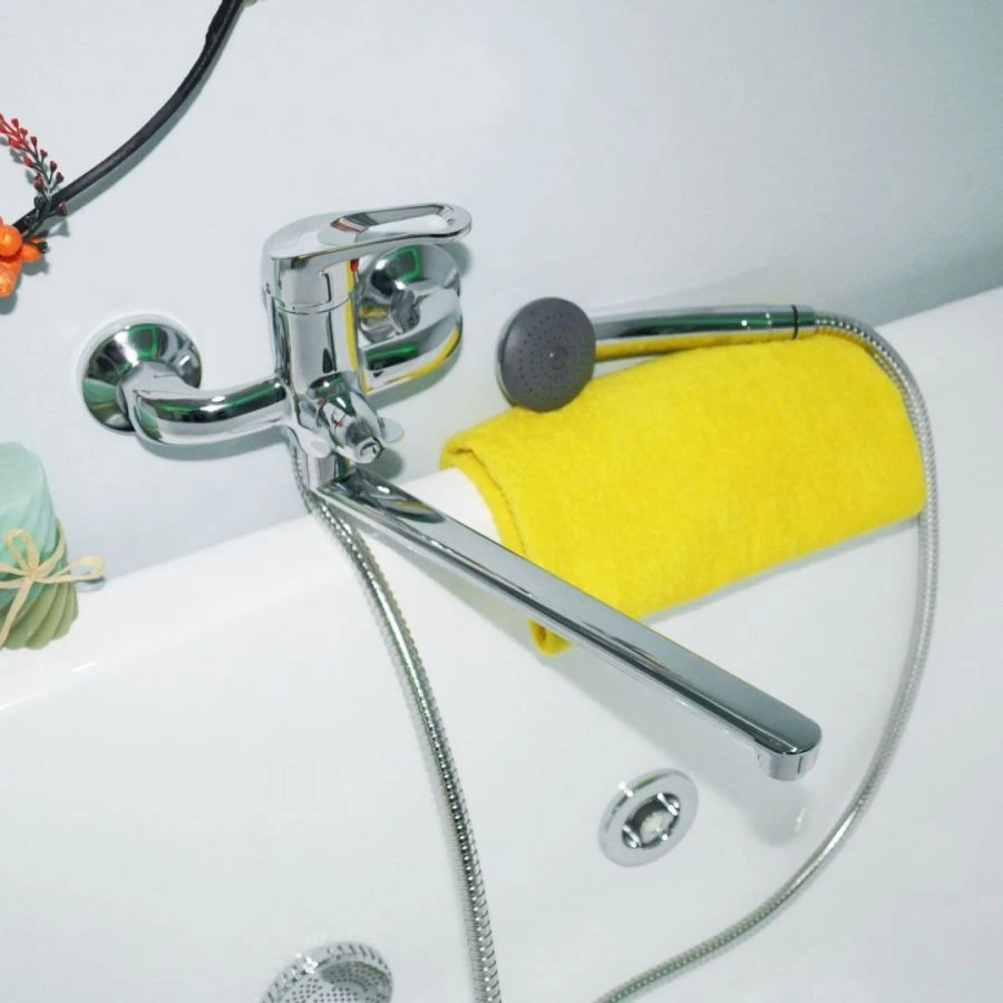 Wall-Mounted Bath Mixer with Long Spout, Model SM-V17/Spirya