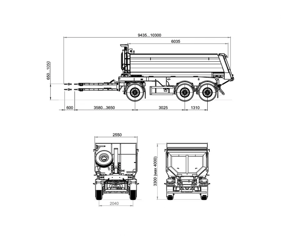 Tonar 85792 Dump Trailer for Construction Materials