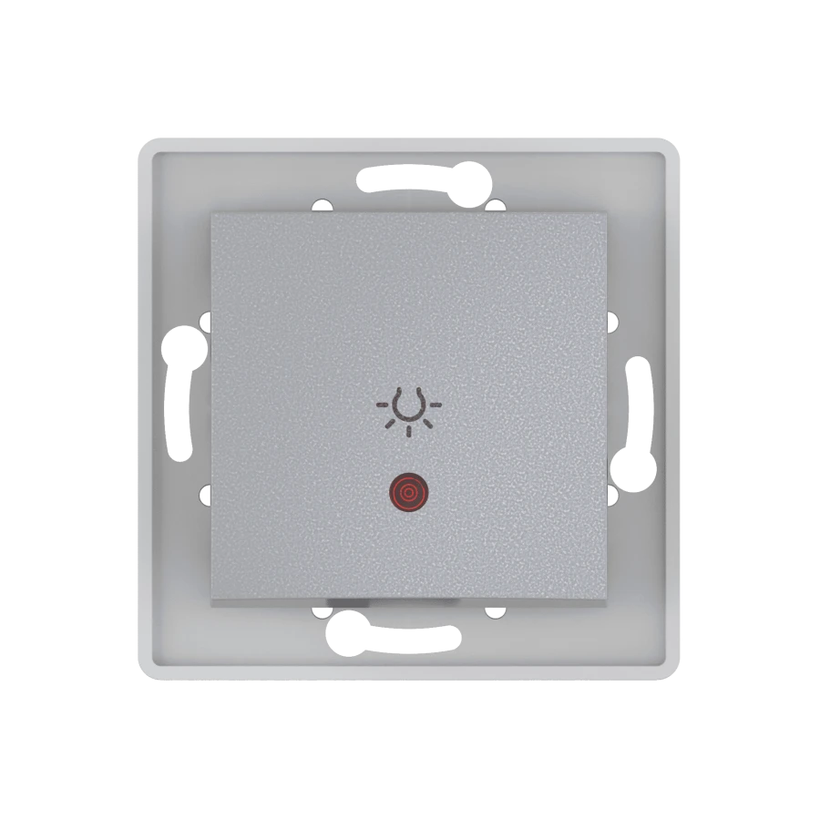 مفتاح ضوء مخفي CADUCEUS ALING PRESTIGE مع مؤشر 10A، 250V، فضي، رقم 6009I.S