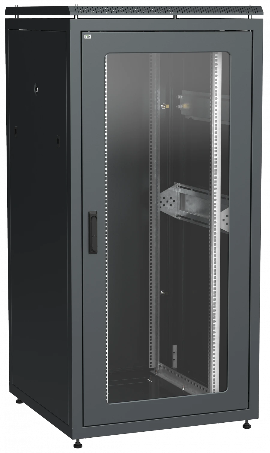 ITK LINEA N 33U 800x800mm Floor Rack with Glass Front Door - Black