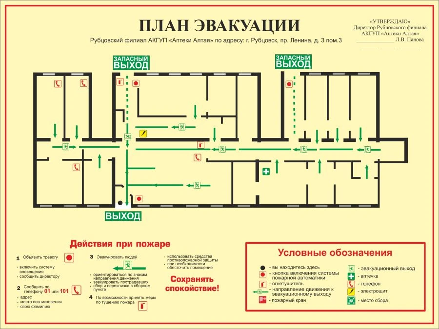 Photoluminescent Evacuation Plan with PVC Base