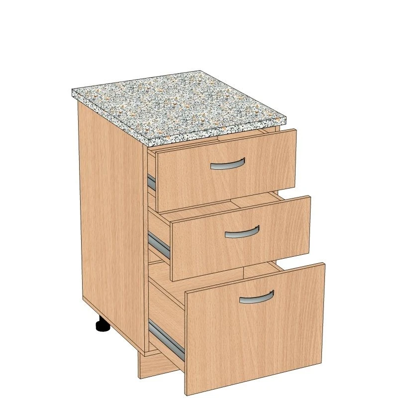 خزانة مطبخ بثلاث أبواب وأدراج، نموذج TYA-3.4