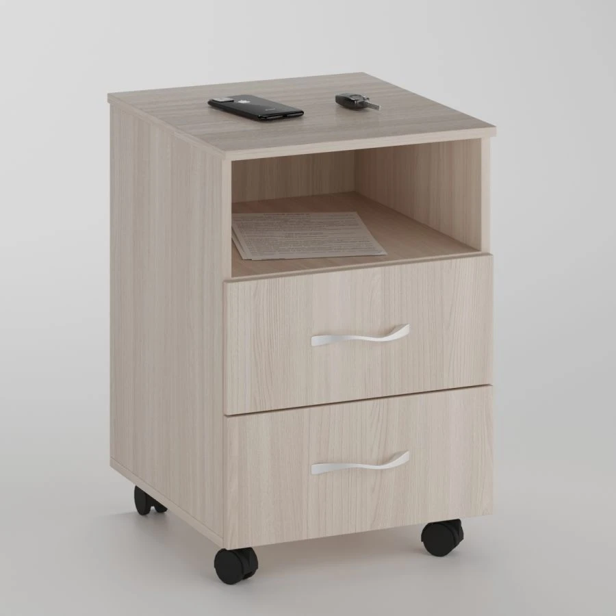 Rolling Mobile Cabinet with Niche and 2 Drawers