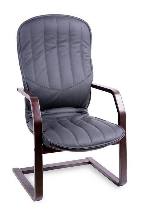Non-Rotating Diplomat Extra Conference Chair with Wooden Base