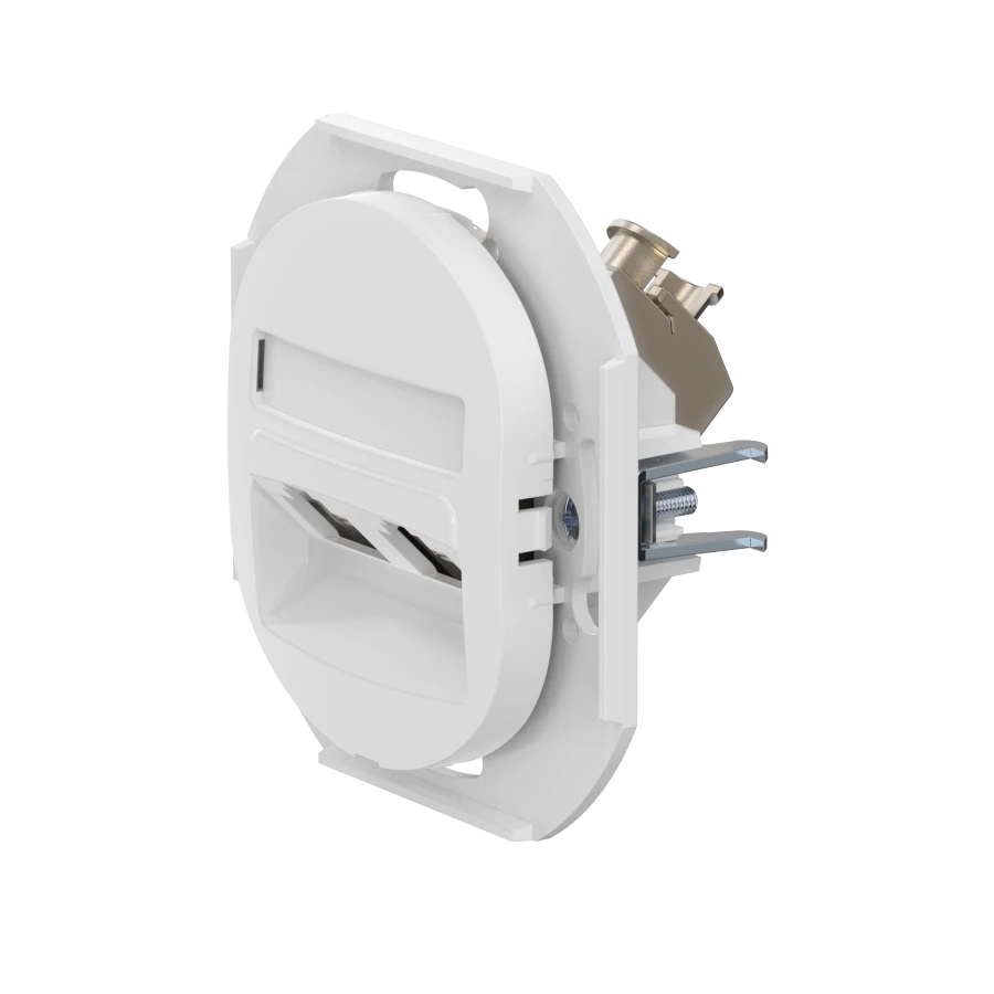 Double Hidden Installation Computer Socket with Keystone RJ45 Modules Cat.6 FTP, White, E615S.0