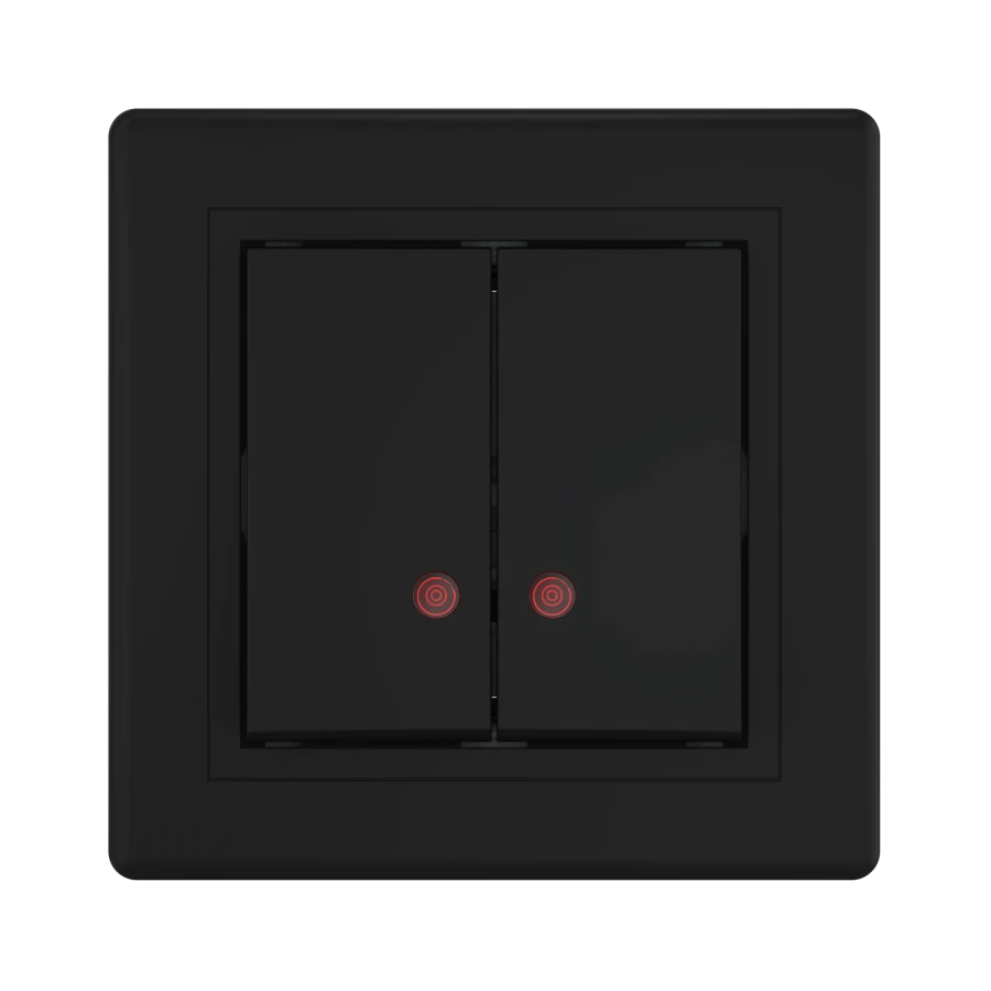 Caduceus Aling Prestige Dual Switch with Indicator 10AX, 250V - Black (Soft Touch) Model 626.E