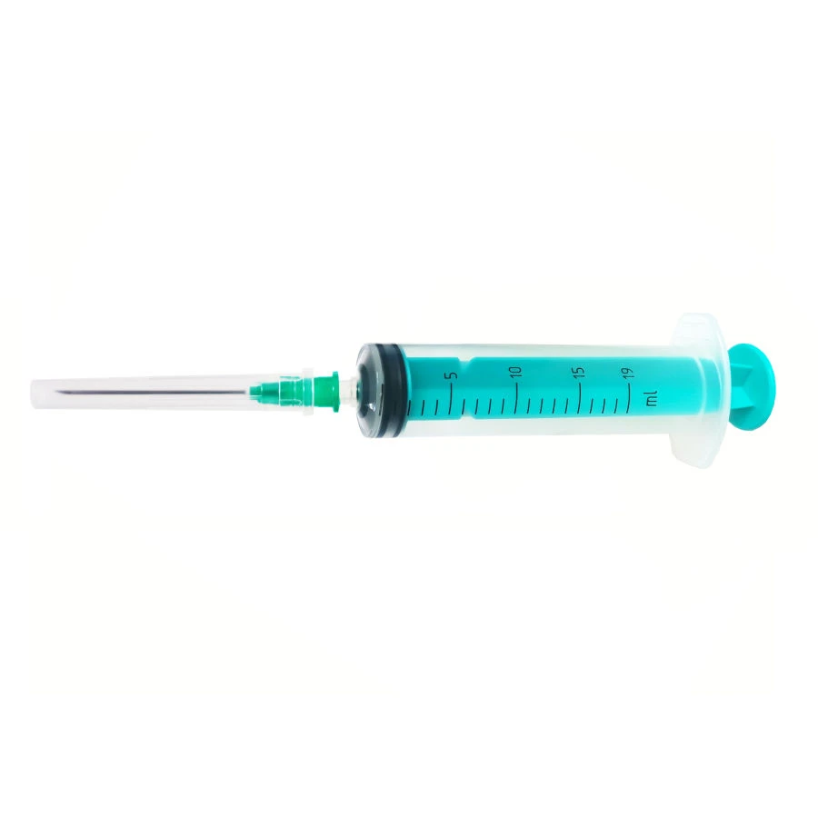 Disposable Sterile Three-Part Injection Syringe with Luer Tip, 19 ml