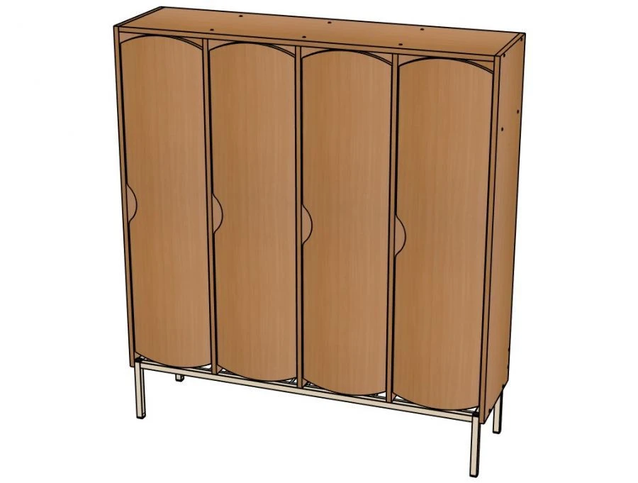 Four-Section Wardrobe with Decorative Doors on Metal Frame / ШД18