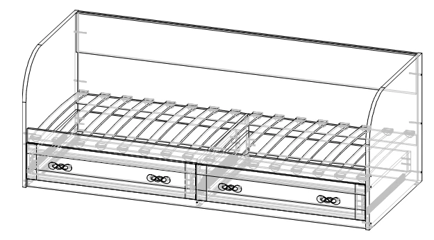 Bed with 2 Drawers for Kids Room - Marseille Series