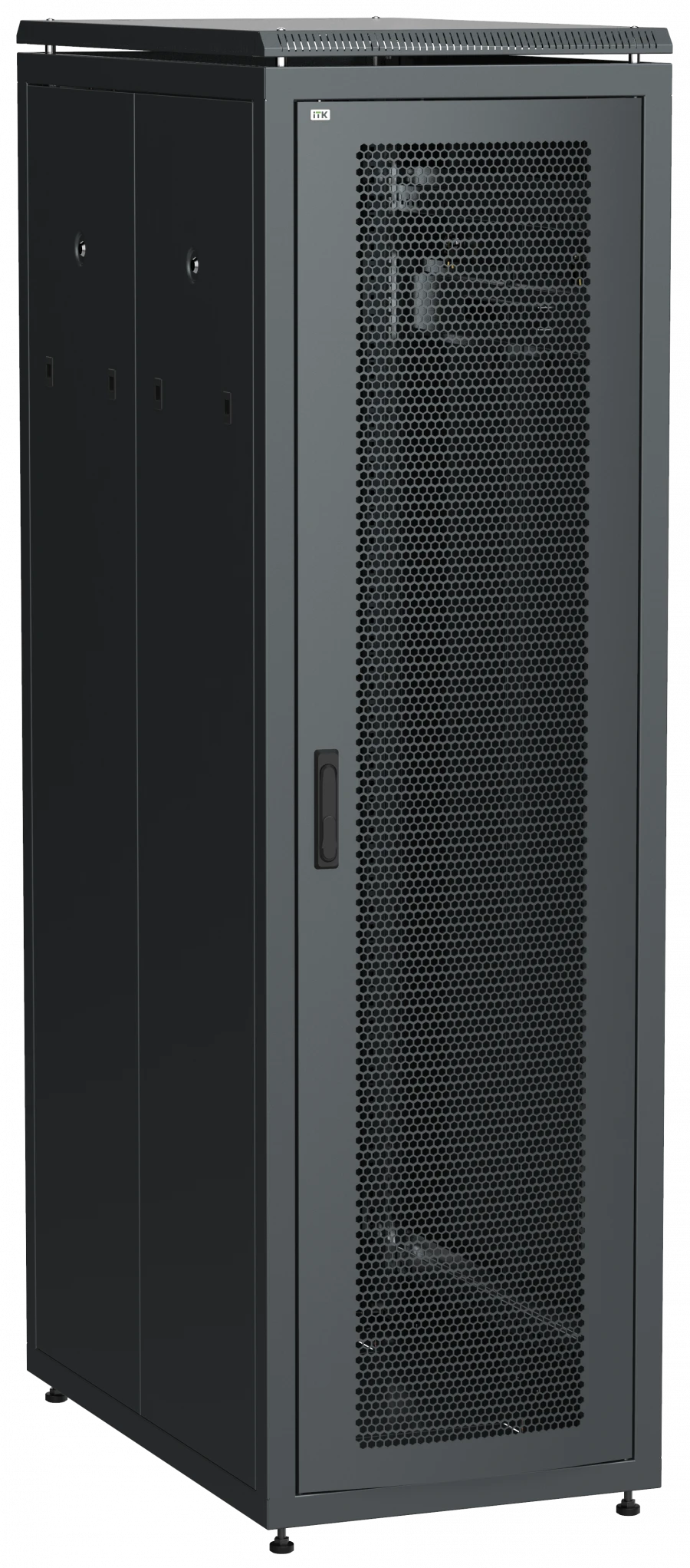 LINEA N 47U 19" Network Cabinet with Perforated Doors, Black