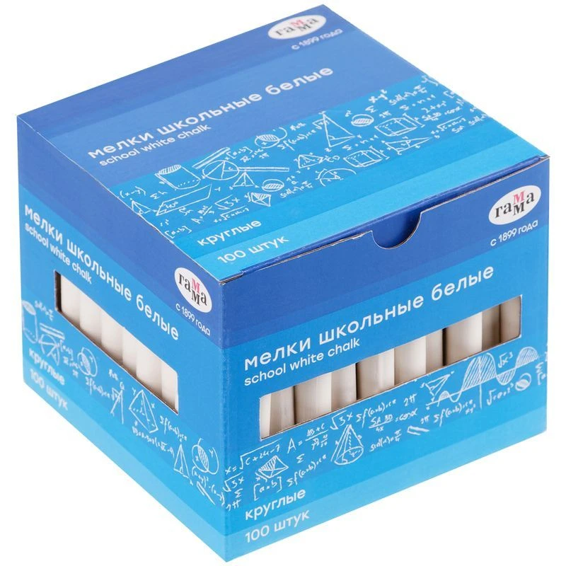 طباشير مدرسي أبيض 100 قطعة، شكل دائري