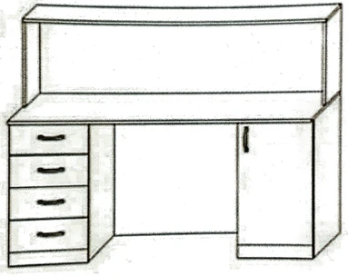 Office Reception Desk - Two-Level Workstation
