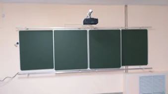 Sliding Magnetic Whiteboard and Chalkboard Rail System for Classrooms