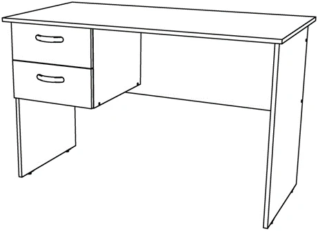 Rectangular Office Desk with Hanging Drawer Unit (2 drawers)