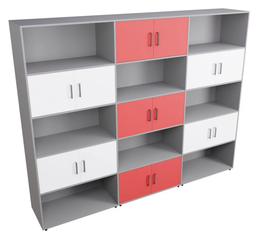 Multi-Section Built-In Closed Cabinet with Open Shelf, Art. 95736-001