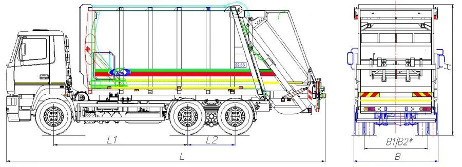 شاحنة جمع النفايات ذات التحميل الخلفي طراز MK-3549-11