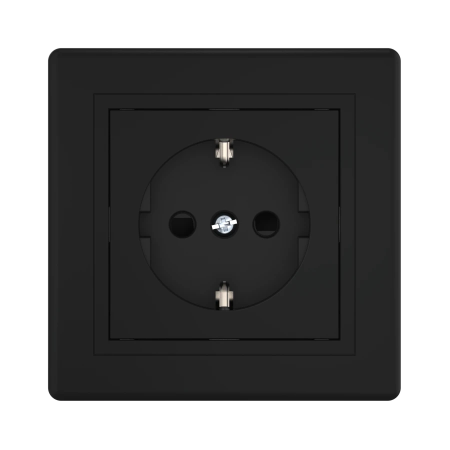 Caduceus Aling Prestige Hidden Socket with Grounding, 16A, 250V, Black (Soft Touch)