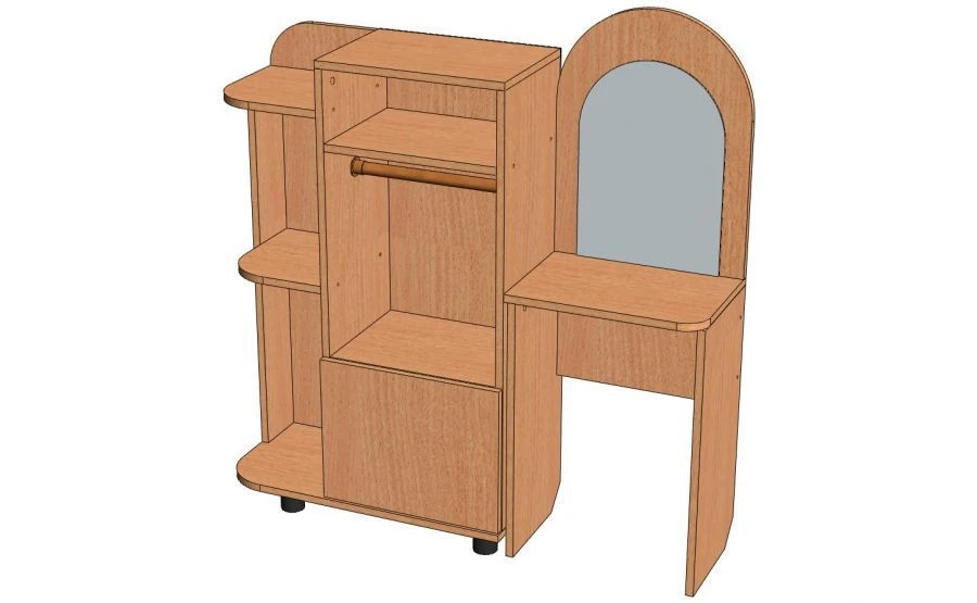 Corner Clothing Rack with Mirror - Model UR