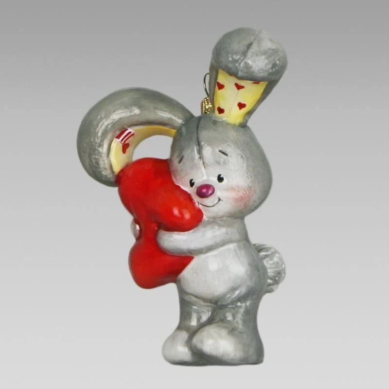 Handcrafted Glass Christmas Ornament "Bunny with Ears