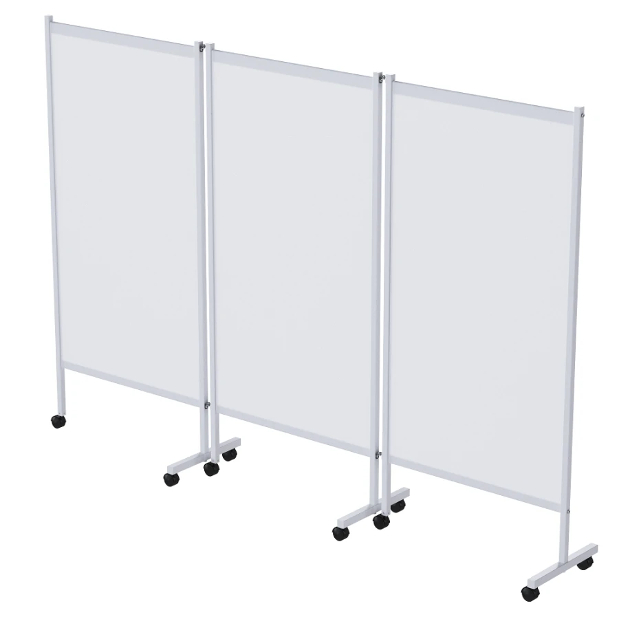 Medical Partition Screen on Wheels, Stainless Steel, Three-Section (MSK-35301)