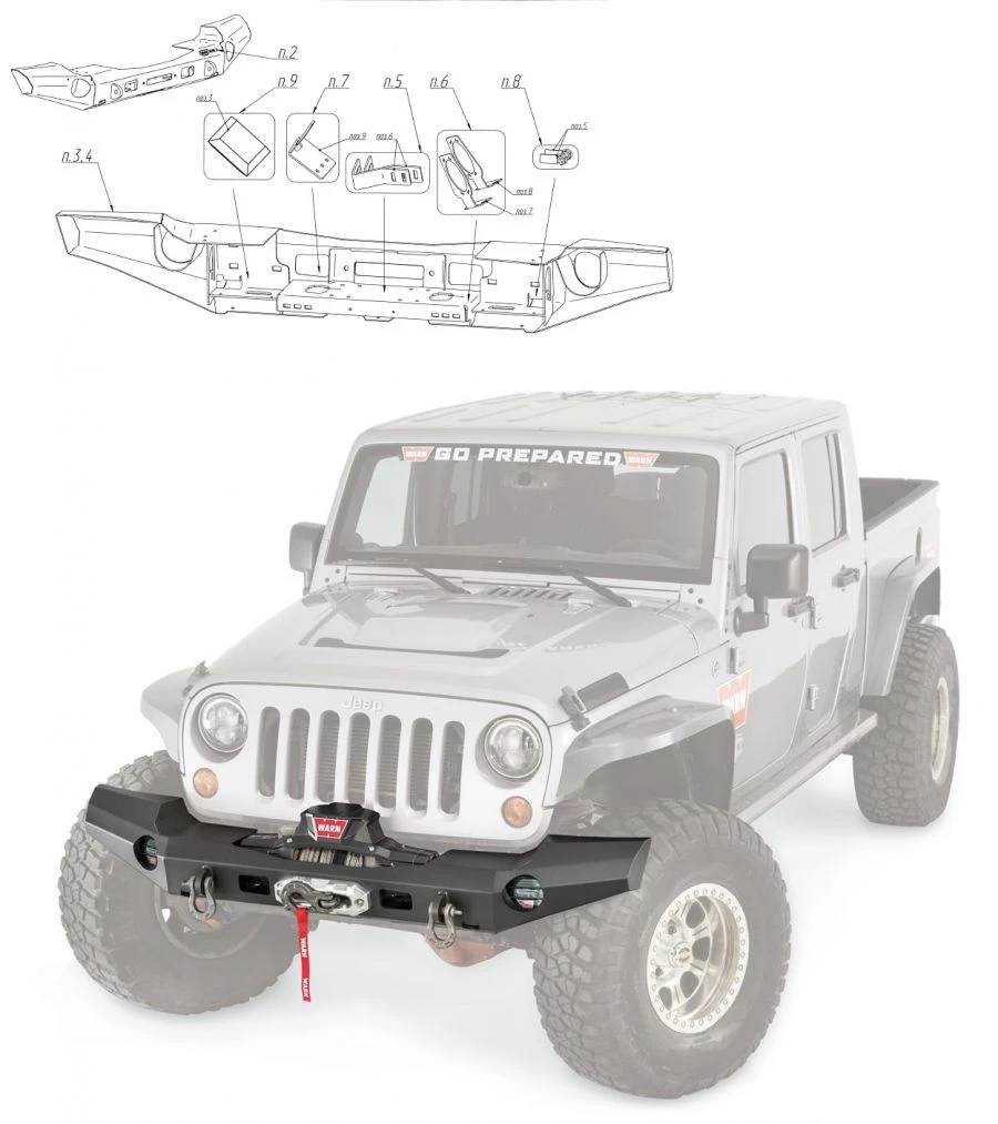 Jeep Wrangler JK 2007-2018 Bumper Set with Mounting Hardware