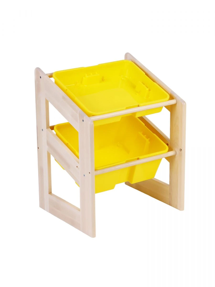 Inclined Storage Rack for Games with Two Containers - Yellow