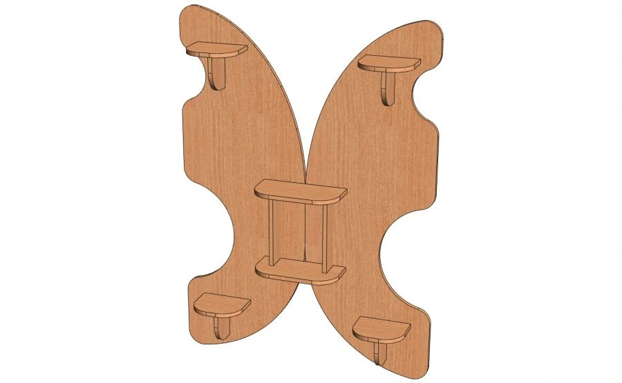 Wall Shelf with Butterfly Design, Model PN-1