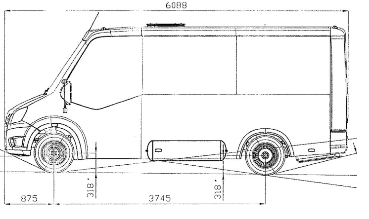 شاسيه GAZelle NEXT، تعديل A60R45، محرك غاز LPG