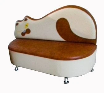 Cat-Themed Sofa with Eco-Leather Upholstery for Preschoolers - Model XVV 465