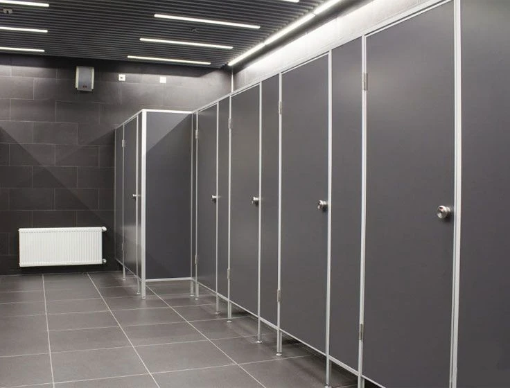 Public Toilet Partition System - HPL Plastic with Steel Frame