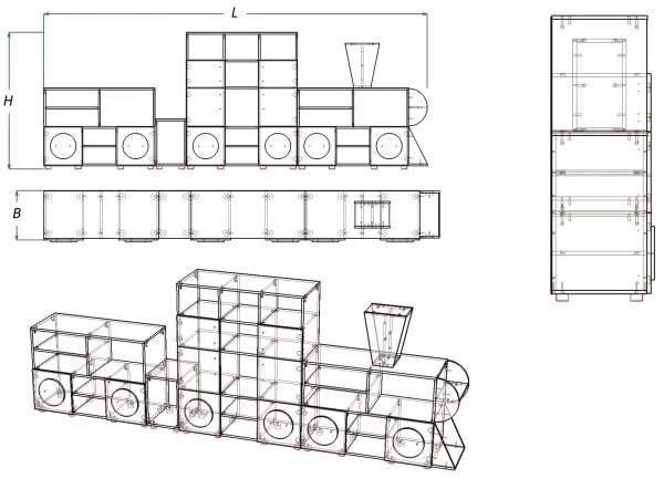 جدار الأطفال القطار لتخزين الألعاب والكتب (سلسلة DSP)