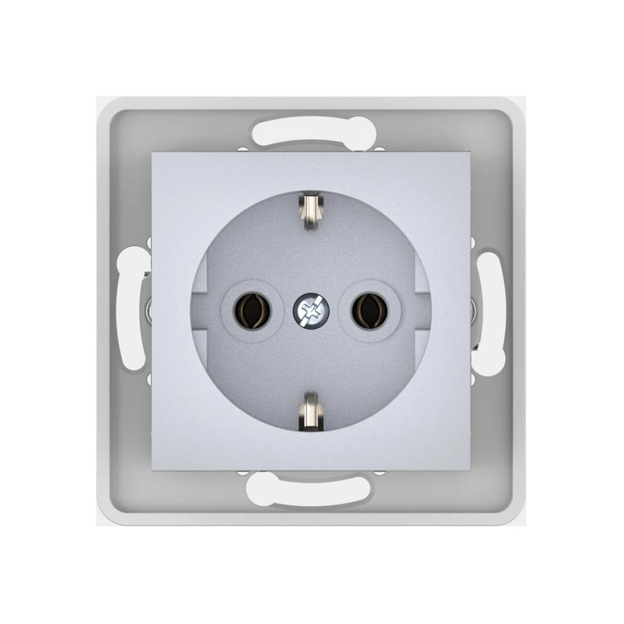 CADUCEUS ALING PRESTIGE Hidden Socket with Grounding 16A, 250V, Silver, Art. 6030.S