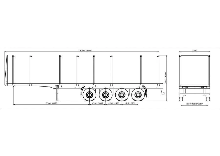 8785H4 Timber Transport Semi-Trailer without Removable Sides