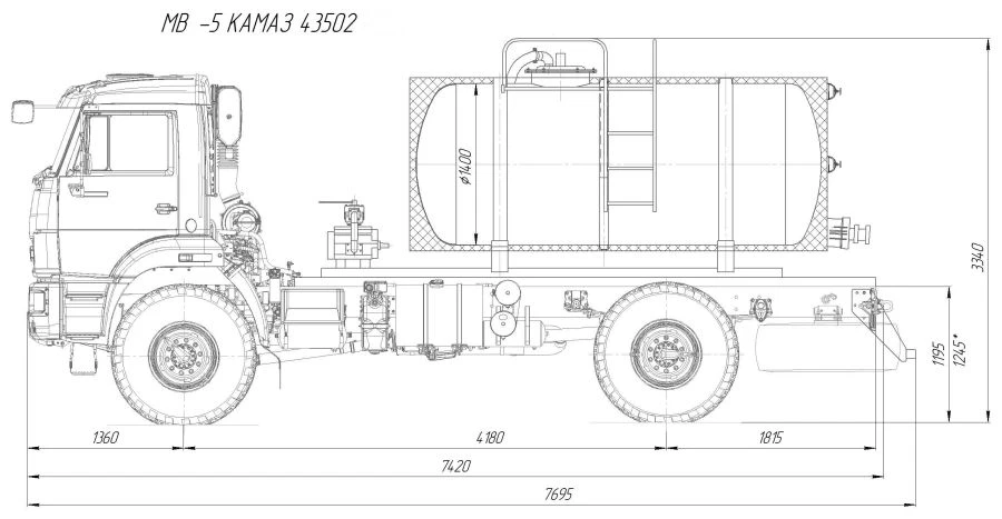 Vacuum Tanker MV 4671 R4-40 on Kamaz 43502-D5 Chassis