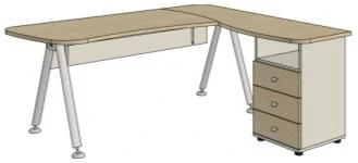 Ergonomic Right Modular Office Desk with Metal Frame - Gamma Set