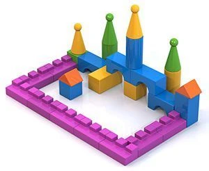 مجموعة مكعبات بلاستيكية ملونة وخفيفة - مجموعة بناء 29 (في شبكة)