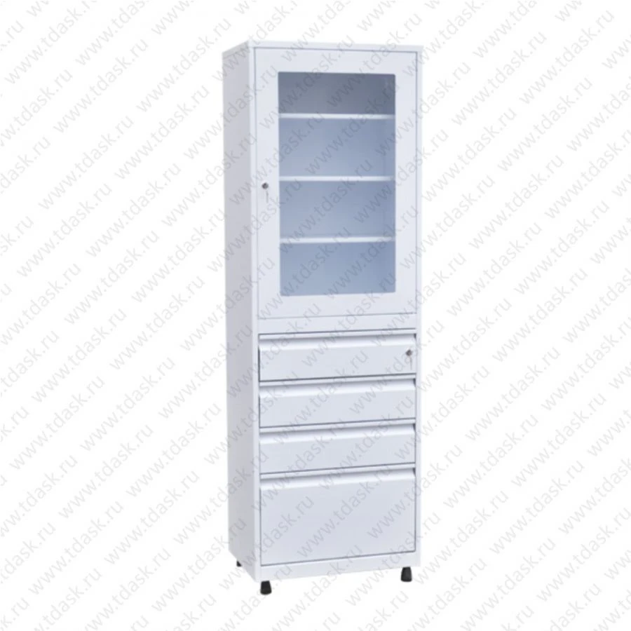 Metal Cabinet with Glass Door and Drawers SHMMS.01.04