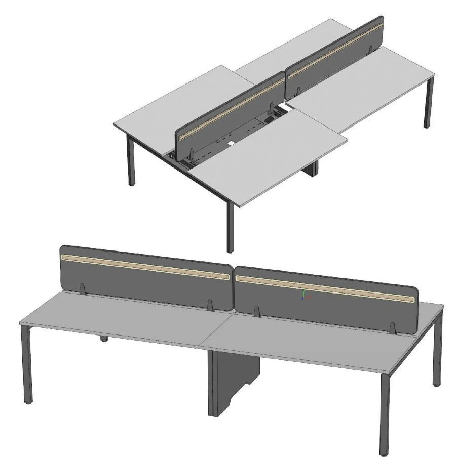 Ergonomic Office Desk with Cabinets and Cable Channels, Model: G-4W