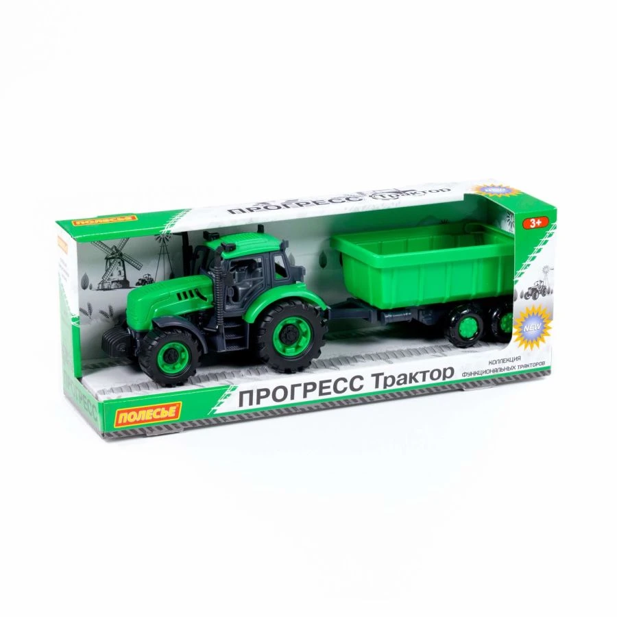 Inertia Toy Tractor with Trailer for Kids - Detailed Green Design Progress Model